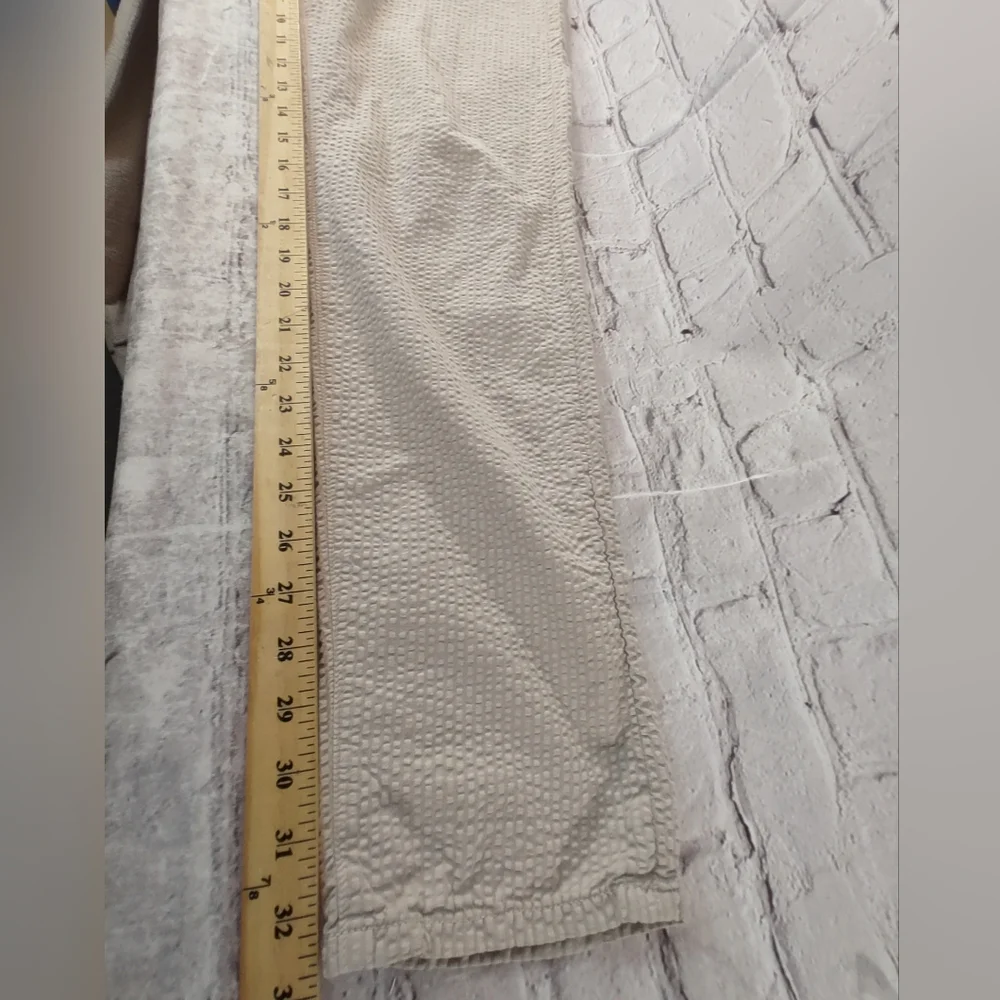 Raleigh Denim Mens Martin Cotton Jeans 32 Cream Beige Seer Sucker Pants